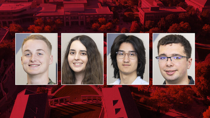 Four University of Nebraska–Lincoln students were selected as 2024 NSRI interns. They are (from left) Grady Henexson, Haley Hogan, Gael Perez and John Vonnes.